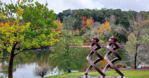 Corten Steel Landmark Sculpture – Guardian Figures by Greg Johns, 300x300x180cm | ARTpark Australia