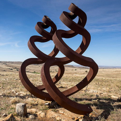 Corten Steel Landmark Sculpture – Guardian Figures by Greg Johns, 300x300x180cm | ARTpark Australia