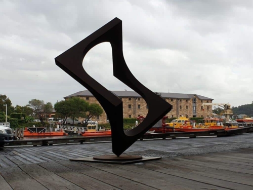 Corten Steel Landmark Sculpture – Squared Circle by Greg Johns, 176x140x75cm | ARTpark Australia
