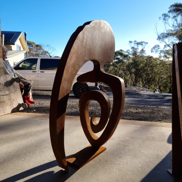 Corten Steel Garden Sculpture – Excavator by Greg Johns, 120cm | ARTpark Australia