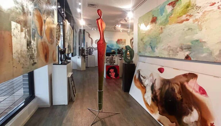Cast Glass Figurative Sculpture – Athena by Sallie Portnoy, 200x55x55cm - view 3