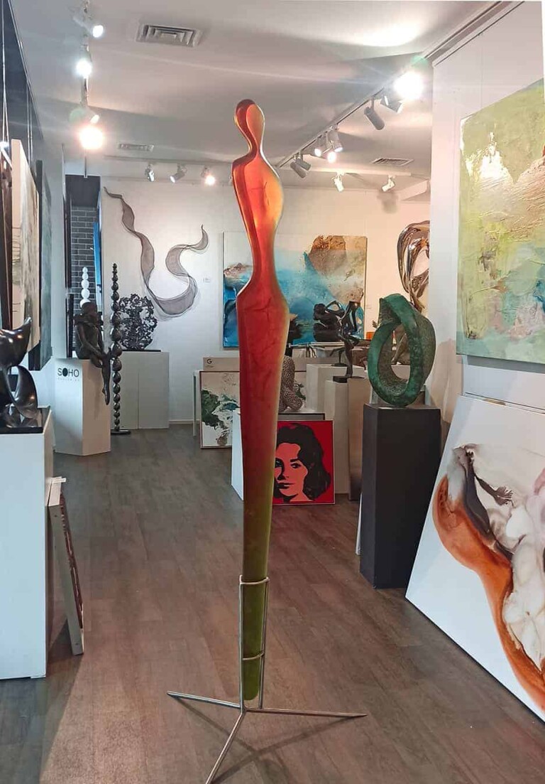 Cast Glass Figurative Sculpture – Athena by Sallie Portnoy, 200x55x55cm - view 7