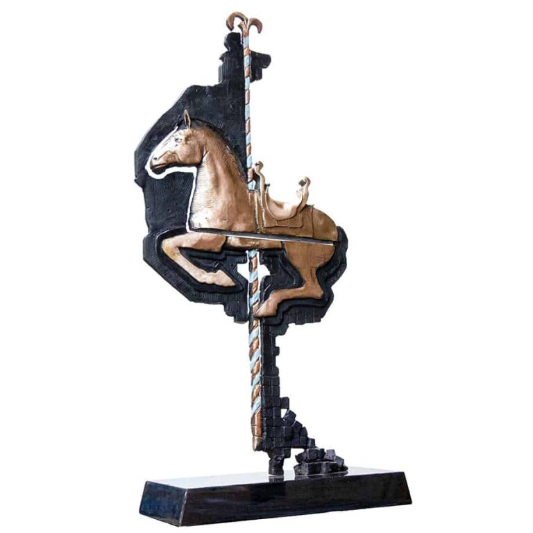 Bronze Horse Sculpture – Carousel by Stephen Glassborow, 66x31x8cm - view 3