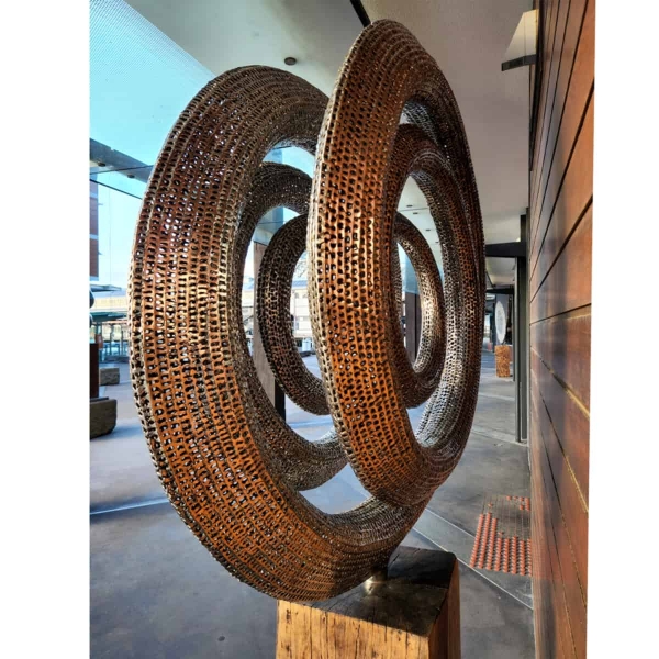 steel sphere rings sculpture