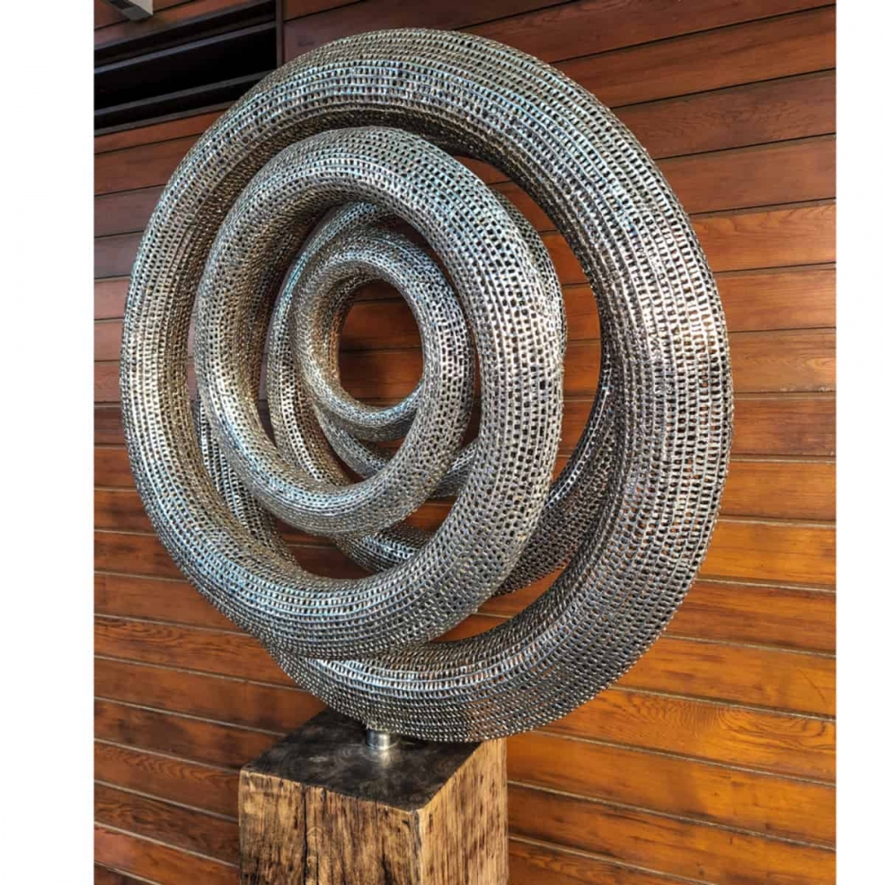 steel sphere rings sculpture