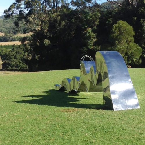 Stainless Steel Landmark Sculpture – Flow by Stephen Coburn, 800x200x90cm | ARTpark Australia