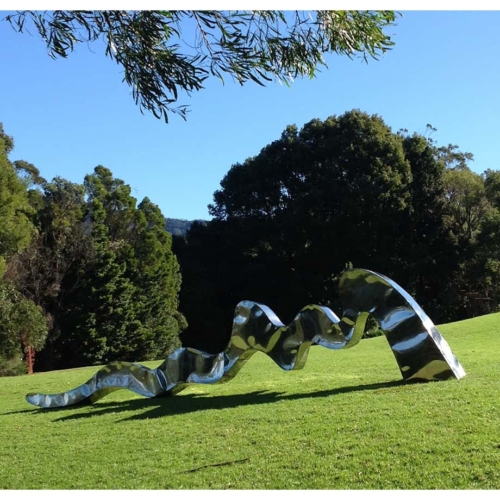 Stainless Steel Landmark Sculpture – Flow by Stephen Coburn, 800x200x90cm | ARTpark Australia