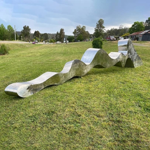 Stainless Steel Landmark Sculpture – Flow by Stephen Coburn, 400x100x45cm | ARTpark Australia