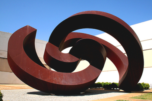 Corten Steel Abstract Sculpture – Birth by Greg Johns, 470x470x470cm | ARTpark Australia