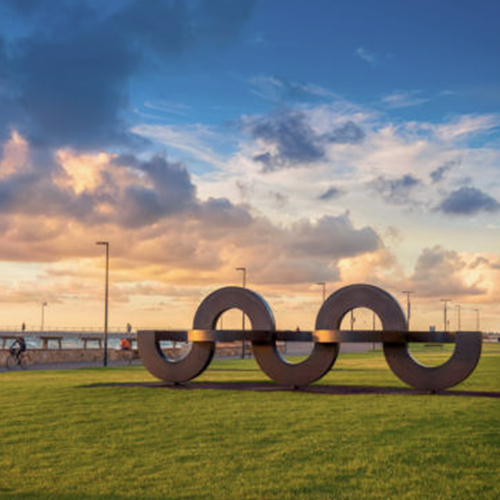 Corten Steel Landmark Sculpture – Rythm by Greg Johns, 800x210x210cm | ARTpark Australia