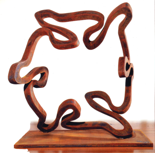 Corten Steel Abstract Sculpture – River Mandala by Greg Johns, 150x150x75cm | ARTpark Australia