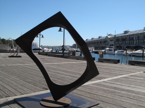 Corten Steel Landmark Sculpture – Squared Circle by Greg Johns, 176x140x75cm | ARTpark Australia