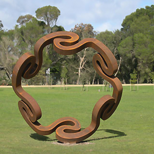 Corten Steel Landmark Sculpture – Whirling Mandala by Greg Johns, 220x220cm | ARTpark Australia
