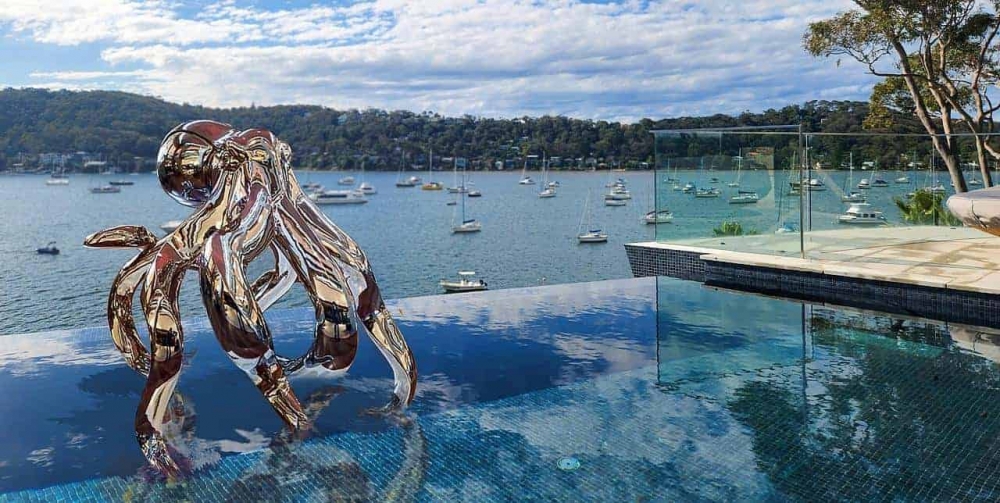 octopus sculpture, stainless steel