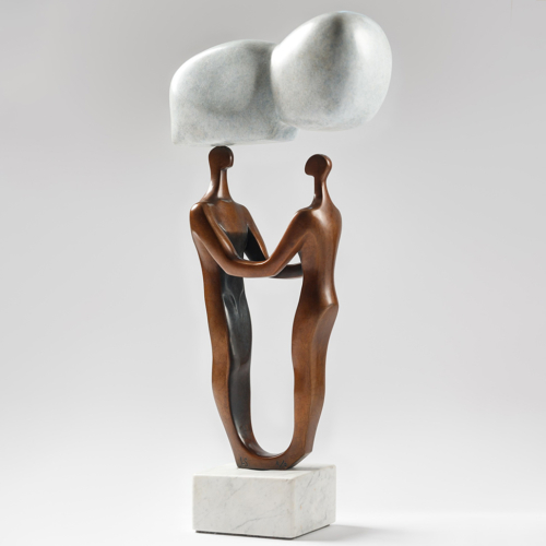Bronze & Marble Figurative Sculpture – Heads In The Clouds by Larissa Smagarinsky, 63x30x13cm | ARTpark Australia