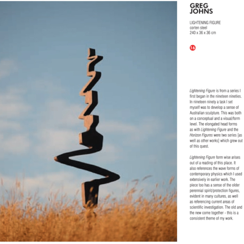 Corten Steel Abstract Sculpture – Lightning Figure by Greg Johns, 240x36x40cm | ARTpark Australia