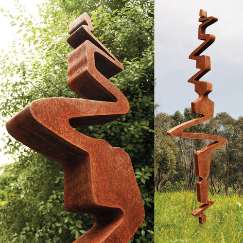 Corten Steel Abstract Sculpture – Lightning Figure by Greg Johns, 240x36x40cm | ARTpark Australia