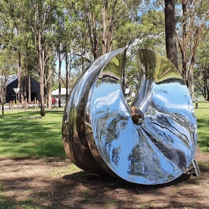 stainless steel sphere garden sculpture