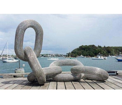Stainless Steel Chain-Link Sculpture – Chain by Michael Van Dam, 200x150x300cm | ARTpark Australia