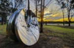 stainless steel sphere garden sculpture