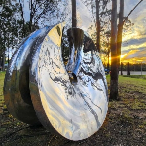 stainless steel sphere garden sculpture