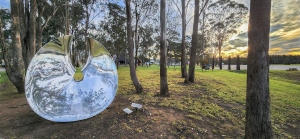 stainless steel sphere garden sculpture