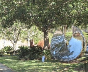 stainless steel sphere garden sculpture