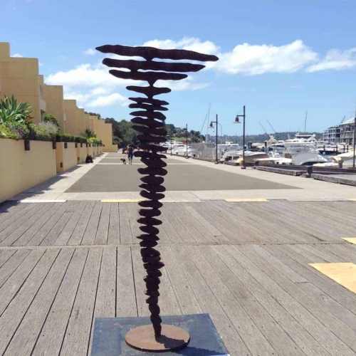 Corten Steel Abstract Sculpture – Mentor the Old Mob by Greg Johns, 220x110cm | ARTpark Australia