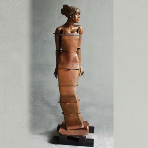 Bronze Figurative Sculpture – Square Peggy by Stephen Glassborow, 186x45x55cm | ARTpark Australia