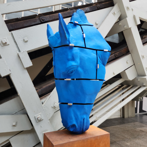Bronze Horse Head Sculpture – Head Space by Stephen Glassborow, 185x60x35cm | ARTpark Australia
