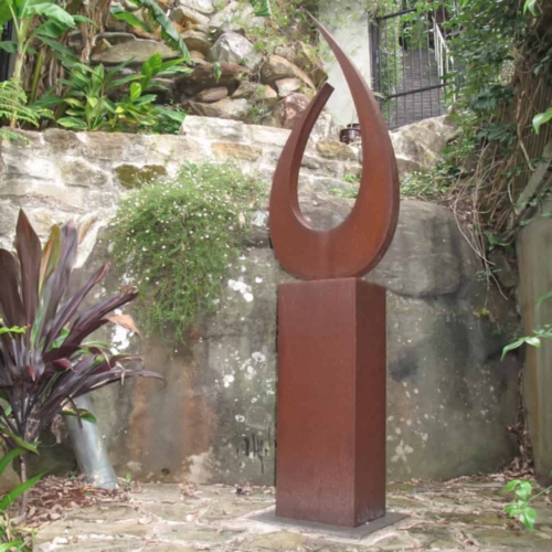 Corten Steel Abstract Sculpture – Spirit by Andrew Kasper, 230x60x30cm | ARTpark Australia