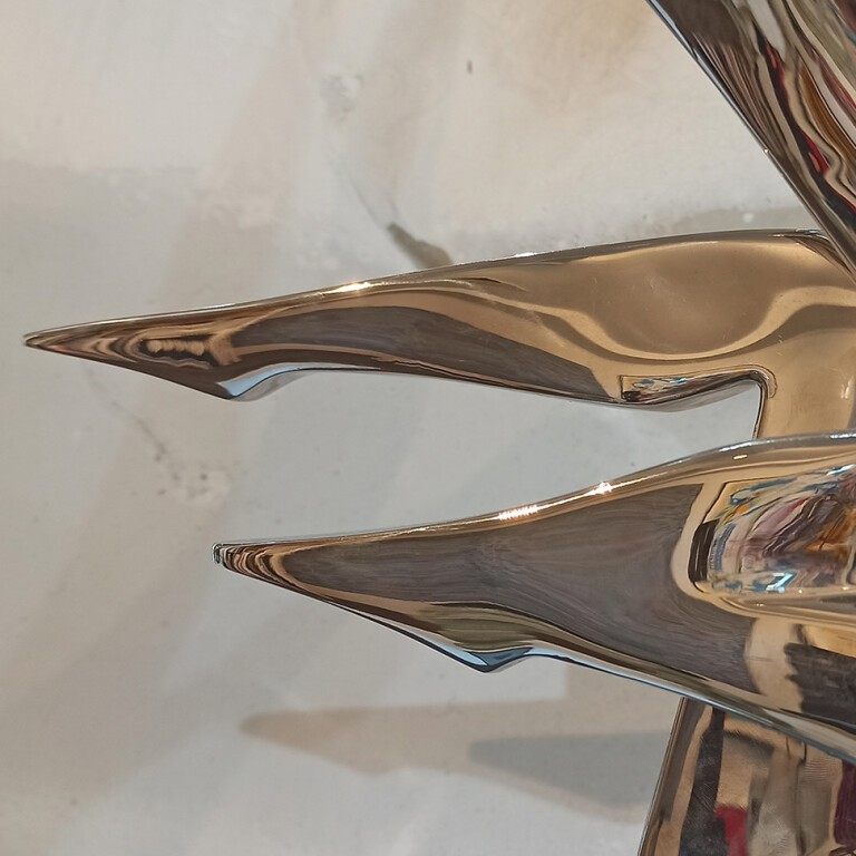Stainless Steel Figurative Sculpture – The Song by Larissa Smagarinsky, 100x63x35cm - view 3