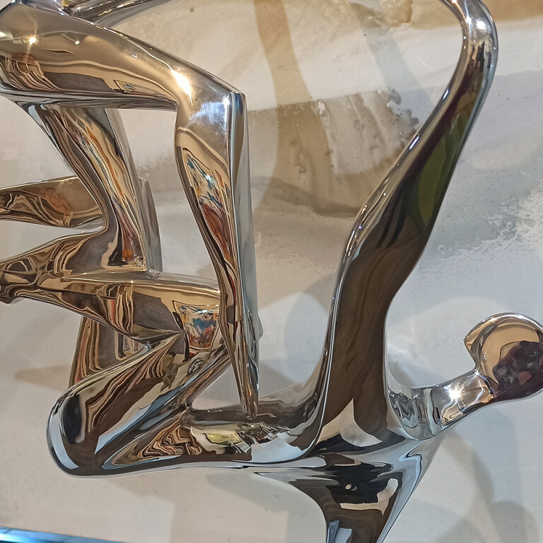 Stainless Steel Figurative Sculpture – The Song by Larissa Smagarinsky, 100x63x35cm - view 4
