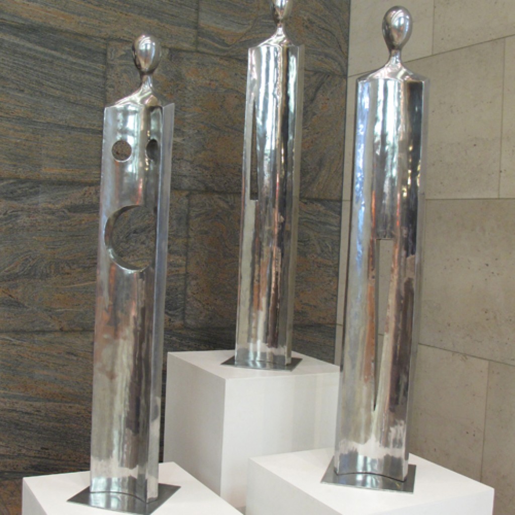 Stainless Steel Figurative Sculpture – Motherhood, Strength and Dominance by Nicole Allen