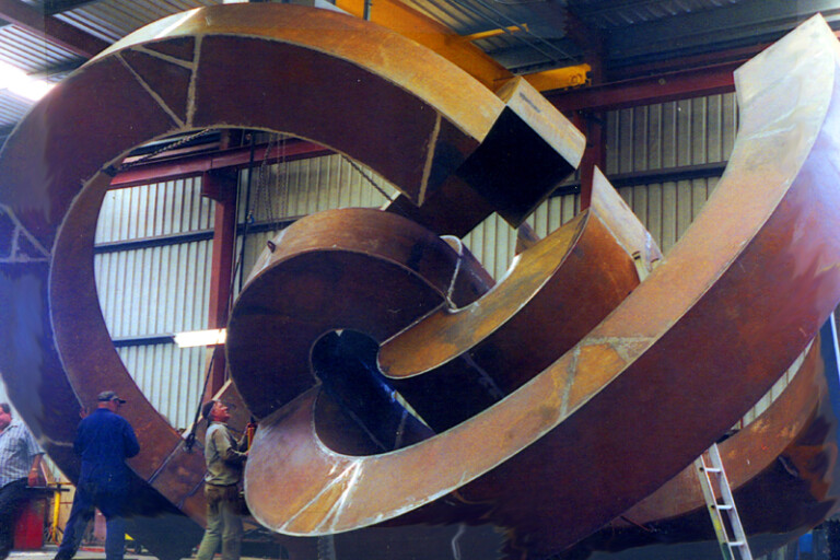 Corten Steel Abstract Sculpture – Birth by Greg Johns, 470x470x470cm - view 6