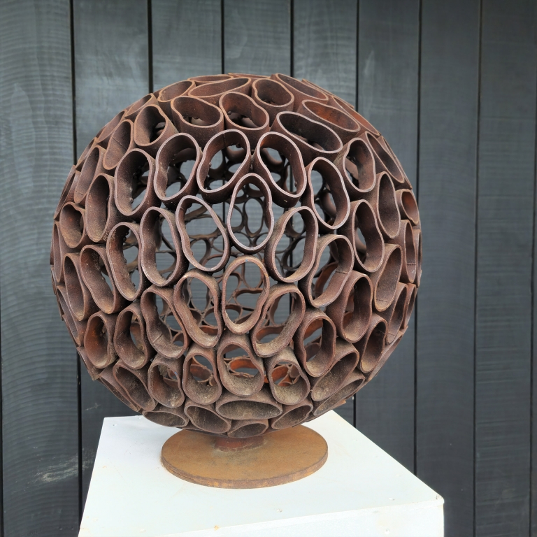 Mild Steel Round & Sphere Sculpture – Cell by Astra Parker, 58x56x56cm