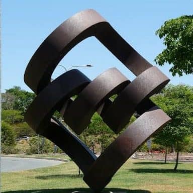 Corten Steel Landmark Sculpture – Continuous Division by Greg Johns, 510x420x312cm