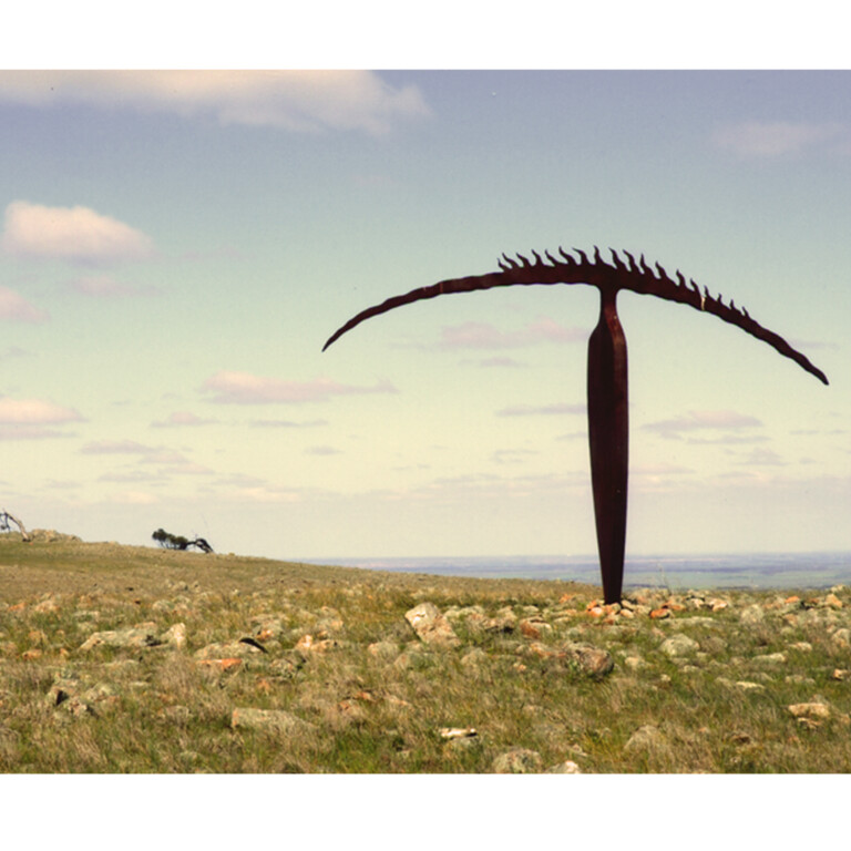 Corten Steel Landmark Sculpture – Horizon Figure by Greg Johns, 275x400cm - view 2