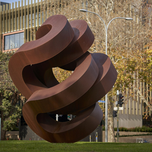 Corten Steel Landmark Sculpture – Fugue by Greg Johns, 300x210x180cm | ARTpark Australia