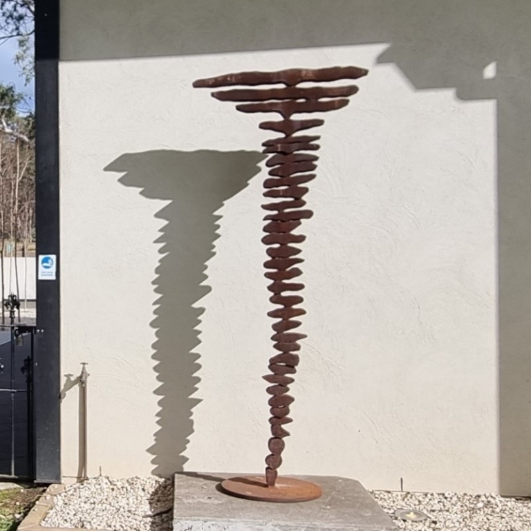 Mentor the old Mob by Greg Johns - Corten steel abstract garden sculpture, 2.2m