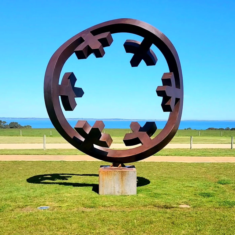 Corten Steel Landmark Sculpture – To the Centre by Greg Johns, 240x240cm - view 2