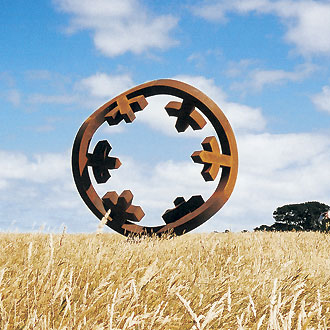 Corten Steel Landmark Sculpture – To the Centre by Greg Johns, 240x240cm