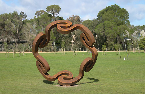 Corten Steel Landmark Sculpture – Whirling Mandala by Greg Johns, 220x220cm - view 2