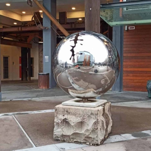 Stainless Steel Round Sculpture – Nice Round Figure by David McCracken, 120cm | ARTpark Australia