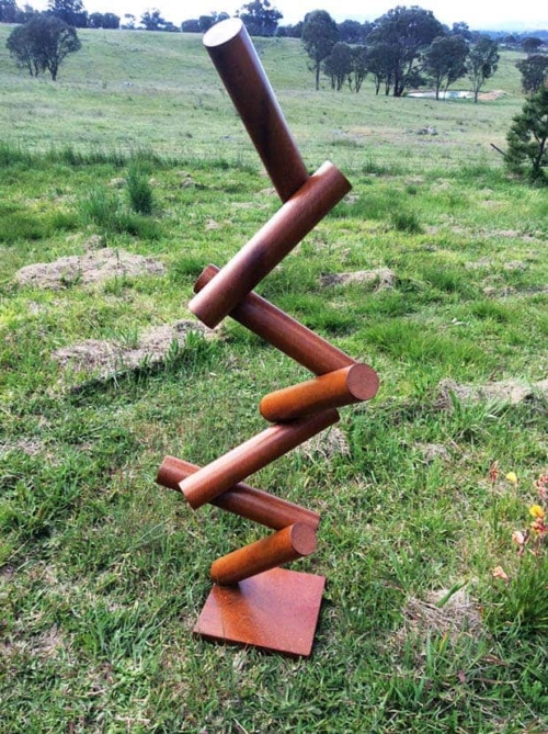 Mild Steel Abstract Sculpture – Dropped by Alex Scheibner, 140x40x40cm | ARTpark Australia