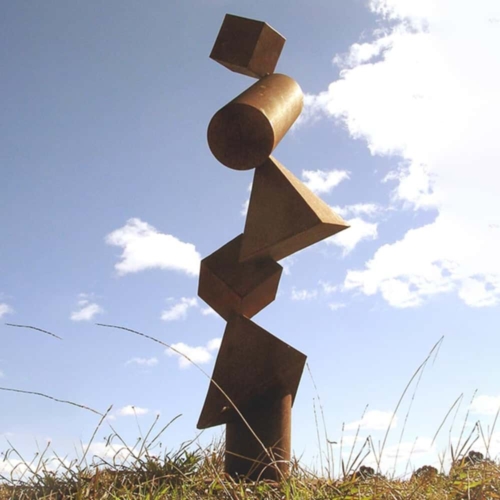 Corten Steel Totem Sculpture – Geometrica by Alex Scheibner, 1.5m tall | ARTpark Australia