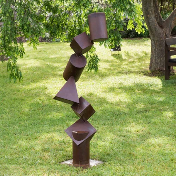 geomtric sculpture corten steel