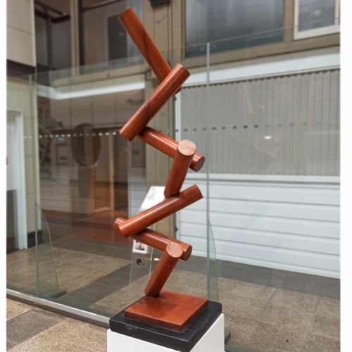 Mild Steel Abstract Sculpture – Dropped by Alex Scheibner, 140x40x40cm | ARTpark Australia