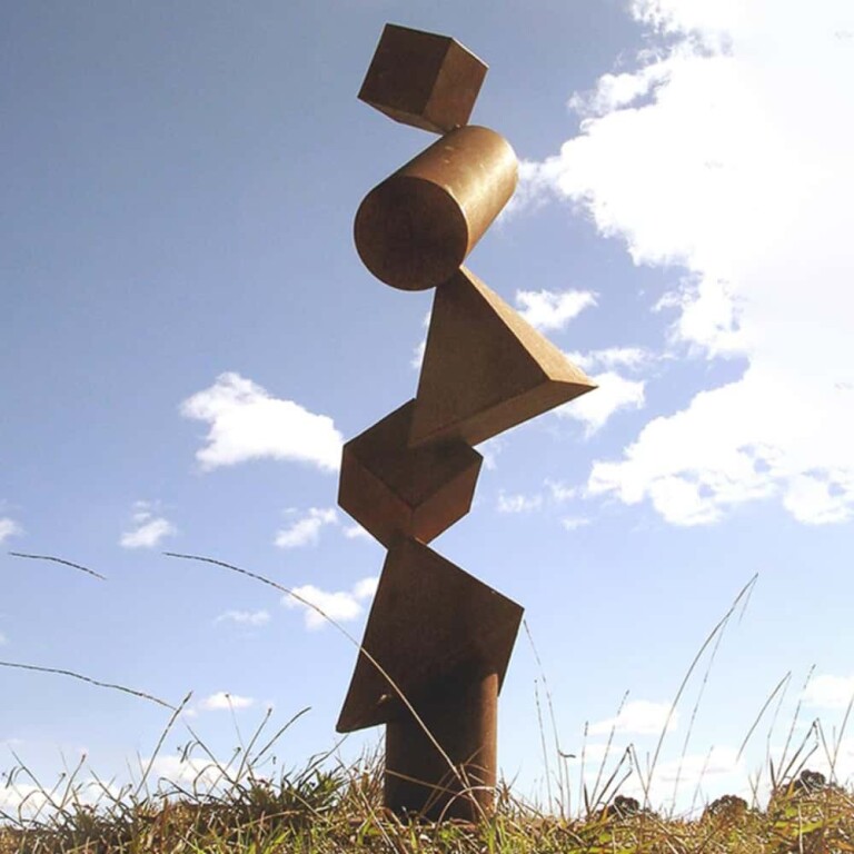 Corten Steel Totem Sculpture – Geometrica by Alex Scheibner, 1.5m tall