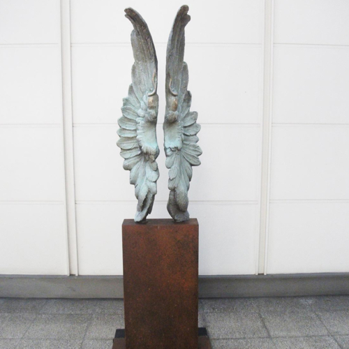 Bronze Figurative Sculpture – Frequent Flyer by Stephen Glassborow, 220x60x30cm | ARTpark Australia